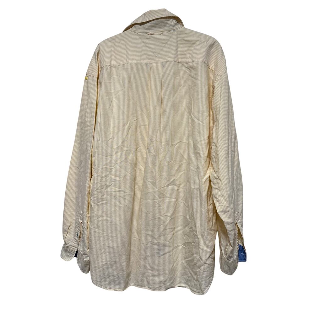 Tommy Hilfiger Men's Yellow White Stripe Cotton Button Front Shirt XL Vintage - Picture 6 of 6